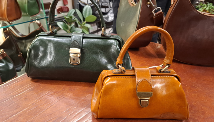 Display of handcrafted Italian leather womans bag