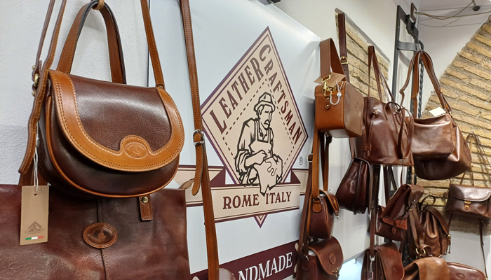 Italian leather bag detail from Leather Craftsman Rome
