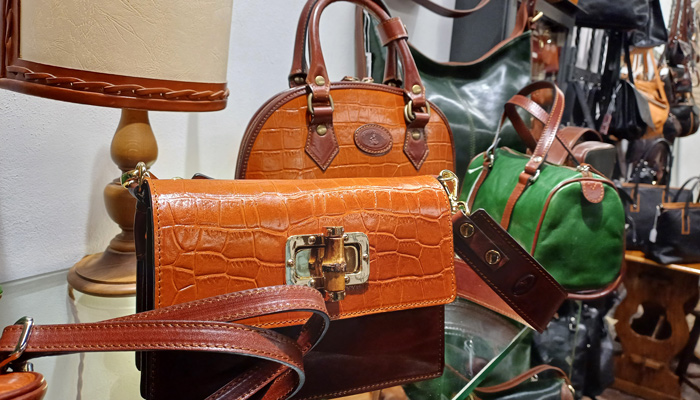 Detail of leather stitching and edges