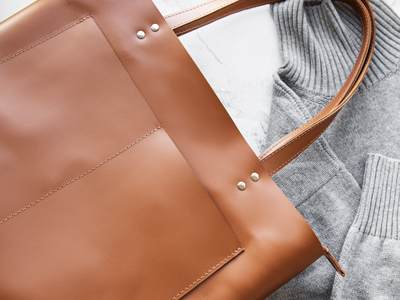 Classic brown leather handbag